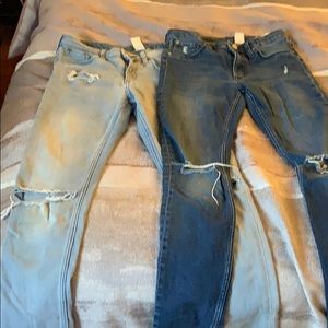 2 Pairs of Girls Distressed Denim